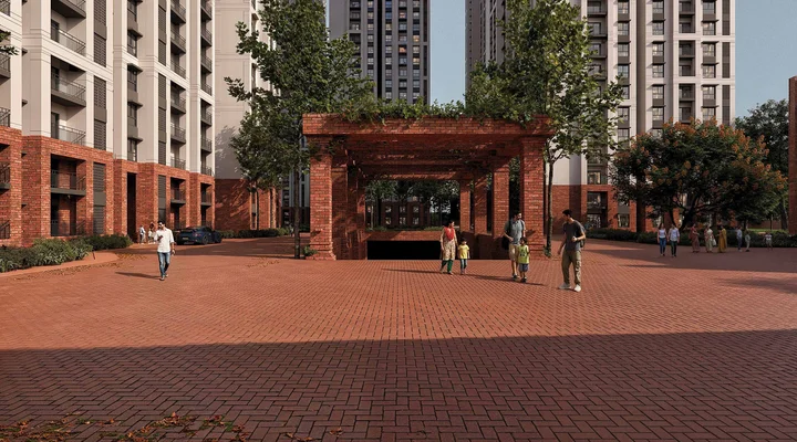 Brigade Belvedere landscaped courtyard exterior at street level